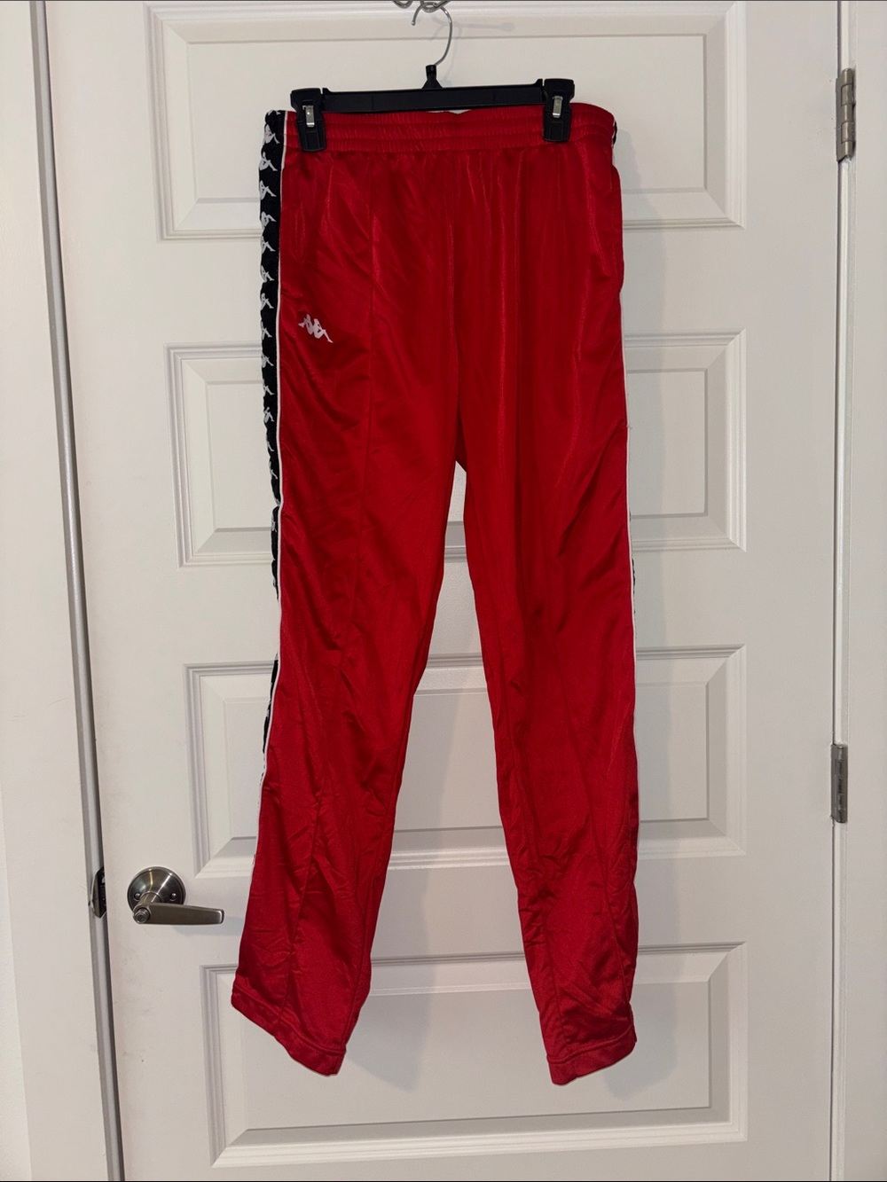 Kappa Red Joggers with Black Logo Tape